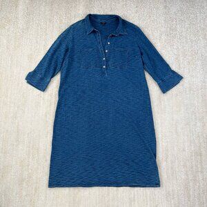 Talbots Plus Blue Cotton Summer Midi Dress 1X